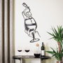 Wallity Glass of Wine Girl Line Art- APT749 L Decoración de Pared en Negro